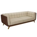 Ver imagem 1 de Sofá Living Decorativo 3 Lugares 240cm Bellart M22 Bouclê Bege/Sintético Café - Mpozenato