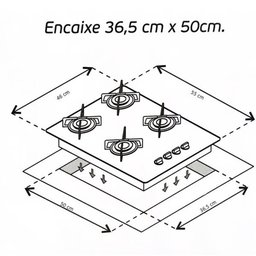 Fogão Cooktop a Gás Ultra Chama Chef 4 Bocas Bivolt Chamalux - 3