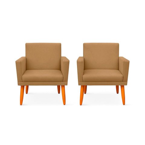 Kit 2 Poltrona Cadeira para Sala Confortável e Minimalista Paris em Suede