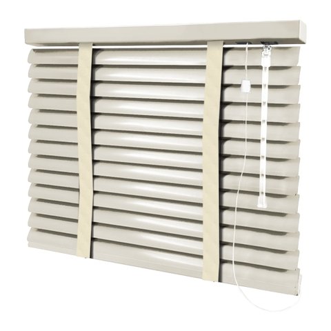 Persiana Horizontal - 1,90m Larg X 1,70m Alt - Alumínio 50mm com Fita Decorativa - Cor: Bege Claro -
