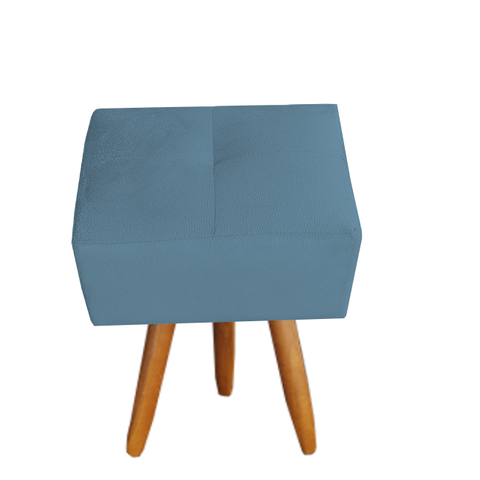 Puff Malu Decorativo Pés Palito Suede Azul Tiffany - D'Classe Decor