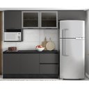Ver imagem 1 de Cozinha Modulada Etna 258cm 2 Portas de Vidro - Grafite Poliman
