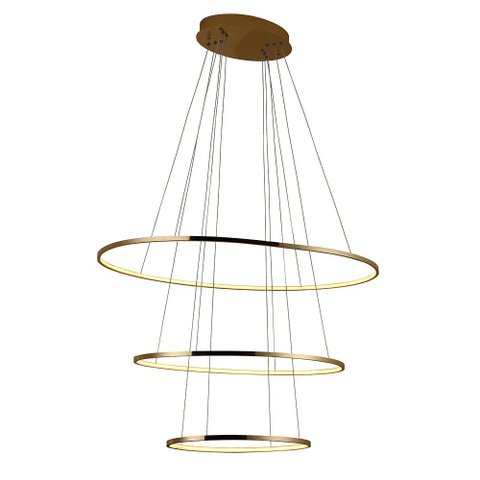 Pendente 3 Anéis Oval Birdie Dourado 100cm LED 45W 3000K Bivolt KW004GL Bella