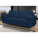 Ver imagem 3 de Sofá Living 3 Lugares 220cm Pés Madeira Efraim F05 Veludo Azul - Mpozenato