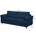 Ver imagem 4 de Sofá Living 3 Lugares 220cm Pés Madeira Efraim F05 Veludo Azul - Mpozenato