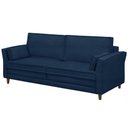 Ver imagem 1 de Sofá Living 3 Lugares 220cm Pés Madeira Efraim F05 Veludo Azul - Mpozenato