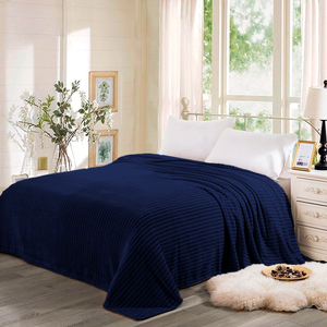 Cobertor Casal Manta Canelada Super Soft 1,80m X 2,0m Azul Marinho