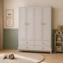 Ver imagem 1 de Guarda-Roupa Infantil 4 Portas 4 Gavetas MDF Linha Luna Bege/Areia/Capuccino