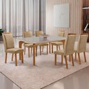 Ver imagem 7 de Mesa de Jantar Liz 180cm Tampo MDF Vidro Canto Copo com 6 Cadeiras Lorena Moderna Mobília