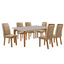 Ver imagem 1 de Mesa de Jantar Liz 180cm Tampo MDF Vidro Canto Copo com 6 Cadeiras Lorena Moderna Mobília