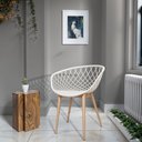 Ver imagem 2 de Kit 3 Cadeiras Poltrona Clarice Sidera Nest Web C/ Apoio de Braço - Branca