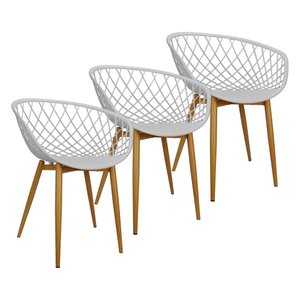 Kit 3 Cadeiras Poltrona Clarice Sidera Nest Web C/ Apoio de Braço - Branca