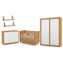 Ver imagem 1 de Dormitório Tutto New 2 Portas, Cômoda 1 Porta, Berço Freijó/Branco Soft e Prateleiras - Matic Móveis