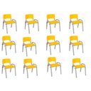 Ver imagem 1 de Kit 12 Cadeiras Infantil Iso, Escola, Base Cinza- Amarelo