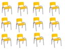 Ver imagem 1 de Kit 12 Cadeiras Infantil Iso, Escola, Base Cinza- Amarelo