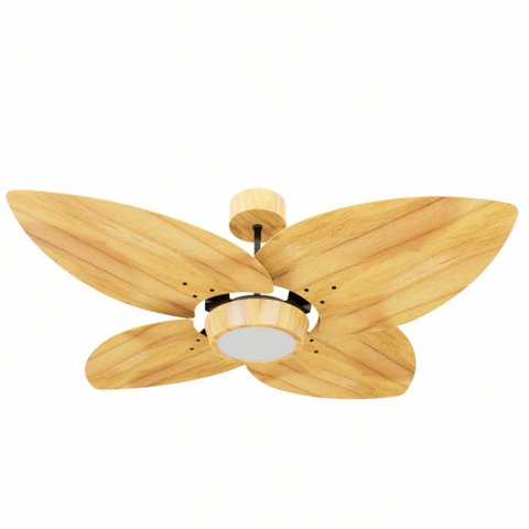 Ventilador de Teto Natuvent Dahlia Led 4 Pás Madeira Teca 6500k Branco Frio, Luz Branca 127v