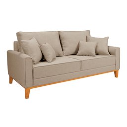 Conjunto Sofá Living Beny 2 e 3l Base Madeira Linho - 4