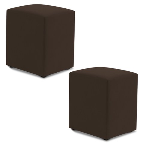 Kit 02 Puffs Decorativos Sala de Estar Quadrado 36x47cm Suede Marrom - Desk Design