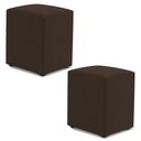 Ver imagem 1 de Kit 02 Puffs Decorativos Sala de Estar Quadrado 36x47cm Suede Marrom - Desk Design