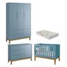Quarto de Bebê 3 Portas New Classic Azul com Pés Madeira e Colchão Gazin – Reller - 1