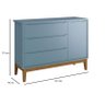Quarto de Bebê 3 Portas New Classic Azul com Pés Madeira e Colchão Gazin – Reller - 4