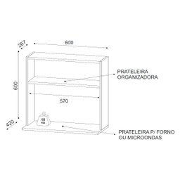 Armário Aéreo Suporte para Microondas com Nicho Luara Branco - 4