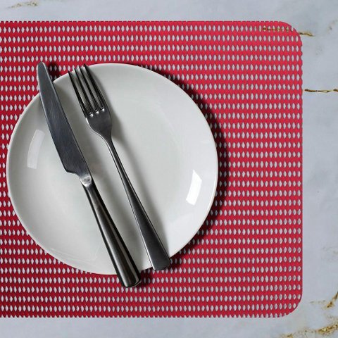 8 Jogo Americano Pvc Vermelho Antiderrapante 29x44 Id Decor