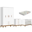 Ver imagem 1 de Quarto de Bebê Flip Guarda Roupa 4p Branco Acetinado com Colchão Gazin - Reller
