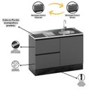 Ver imagem 3 de Balcao para Pia 1p 3g 120 Cm Etti 12551 Grafite Pln