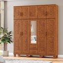 Ver imagem 1 de Guarda Roupa Bipartido 10 Portas 2 Gavetas com Espelho Linha Cobre 1276c Castanho Finestra