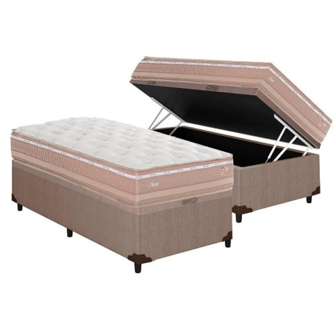 Cama Box Baú Solteiro: Colchão Molas Masterpocket Ensacadas Herval Maxspring Nesser + Base Crc