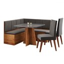 Ver imagem 2 de Canto Alemão Gourmet com 2 Caderias Mel/cinza/veludo Cinza - Viero Móveis