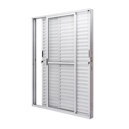 Porta de Aluminio Balcão 210x160cm 3 Folhas Vidro Liso e Batente 12,2cm Cristal Ultra Ramassol - 2