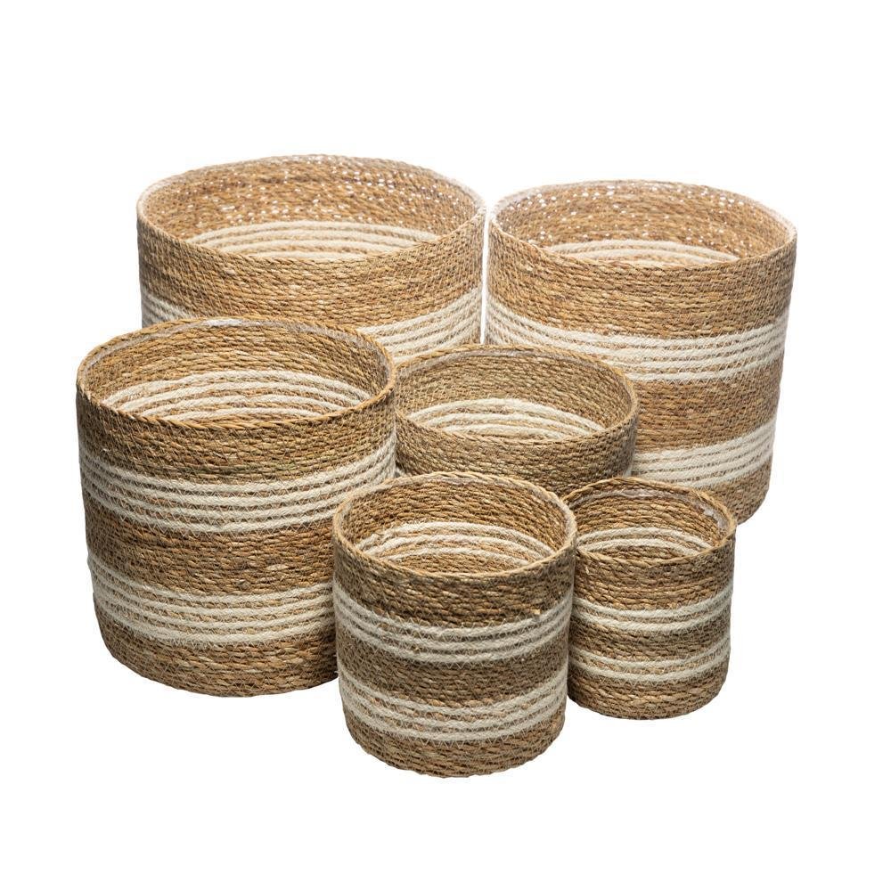 Conjunto 6 Cachepots de Fibra Natural Forro - 1