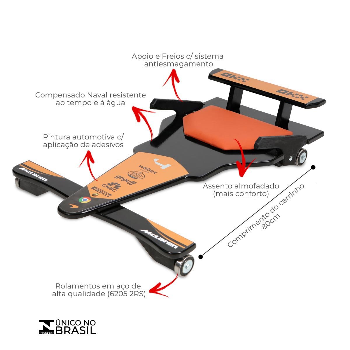 Carrinho de Rolimã F1 Júnior Mclaren Mcl38 - 4