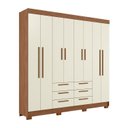 Ver imagem 3 de Guarda-Roupa com 8 Portas e 6 Gavetas Paranavaí Off White/Jatobá/Areia