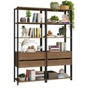 Ver imagem 2 de Estante Armário Multiuso para Livros 4 Gavetas 8 Prateleiras 140cm Rustic Preto Madesa