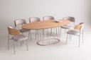 Ver imagem 2 de Cadeira de Jantar Leah Estofada Costas Madeira / Base Champagne / Tecido Off White