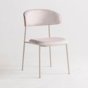 Ver imagem 1 de Cadeira de Jantar Leah Estofada Costas Madeira / Base Champagne / Tecido Off White