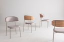 Ver imagem 5 de Cadeira de Jantar Leah Estofada Costas Madeira / Base Champagne / Tecido Off White