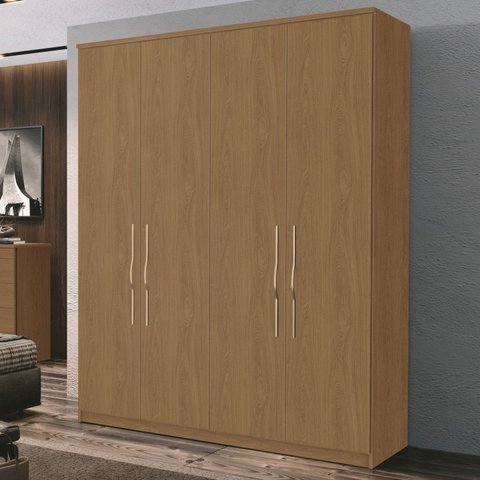 Guarda Roupa Casal 4 Portas 3 Gavetas 100% MDF Spazio Marrom/Freijó
