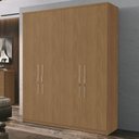 Ver imagem 1 de Guarda Roupa Casal 4 Portas 3 Gavetas 100% MDF Spazio Marrom/Freijó
