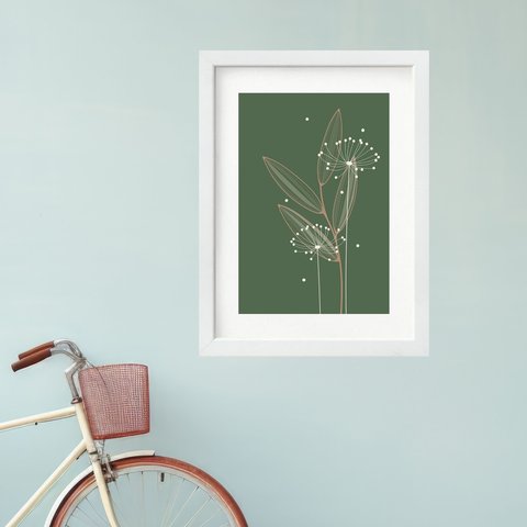 Quadro Planta Minimalista Verde - 60x48cm:moldura Branca
