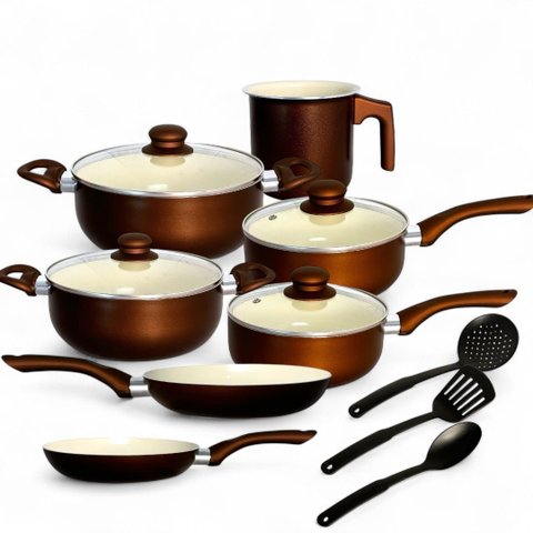 Jogo de Panelas Cerâmica 10 Peças Antiaderente e Resistente