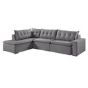 Ver imagem 4 de Sofá Retrátil 6 Lugares Presidente 315cm com Chaise a Esquerda de 91cm Cinza