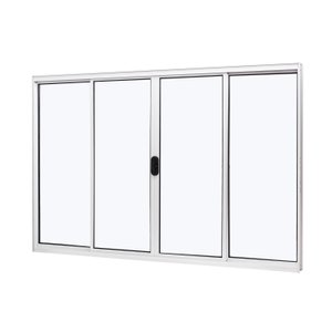 Janela de Aluminio de Correr Central 100x120cm 4 Folhas Vidro Liso Slim Modular Ramassol