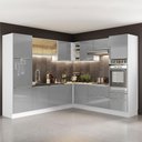 Ver imagem 1 de Armário de Cozinha Completa de Canto 546cm Branco/Cinza Lux Madesa 01