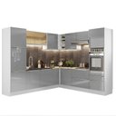Ver imagem 3 de Armário de Cozinha Completa de Canto 546cm Branco/Cinza Lux Madesa 01