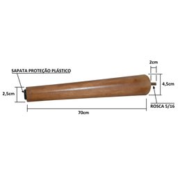 Kit de 4 Pé Palito 75cm Amendoa Marrom Claro + Chapinha Reta Metal - 2