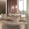 Conjunto Sala de Jantar Mesa Paris Madeira Maciça 180x90cm Tampo Retângular Vidro Off White com 6 Ca - 1
